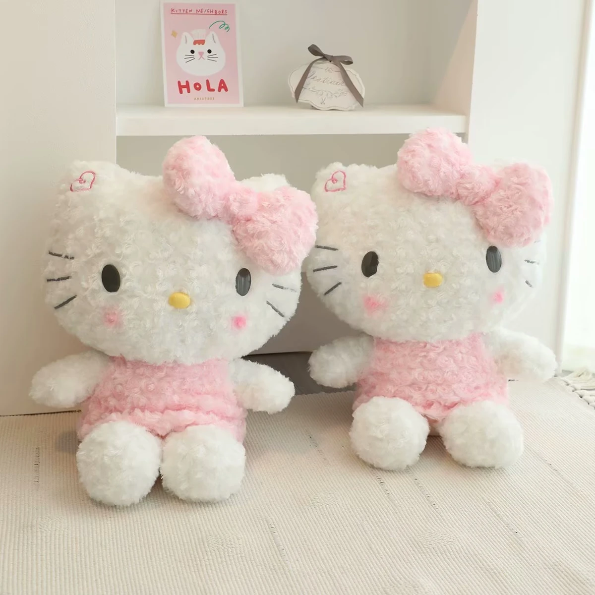 

Sanrio Kawaii Hello Kitty Plush Toy Cartoon Stuffed Anime Cuddly White Cat Plushies Cuddly Japanese Style Doll Xmas Gifts Girl