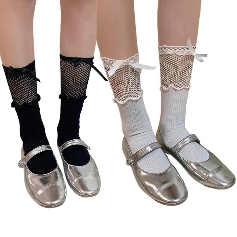 Japanese Style Sweet Fishnet Stocking Frilly Over Calf Long Socks Student Girls Cute Bowknot Frilly Stockings for Women
Japanese Style Sweet Fishnet Stocking Frilly Over Calf Long Socks Student Girls Cute Bowknot Frilly Stockings for Women