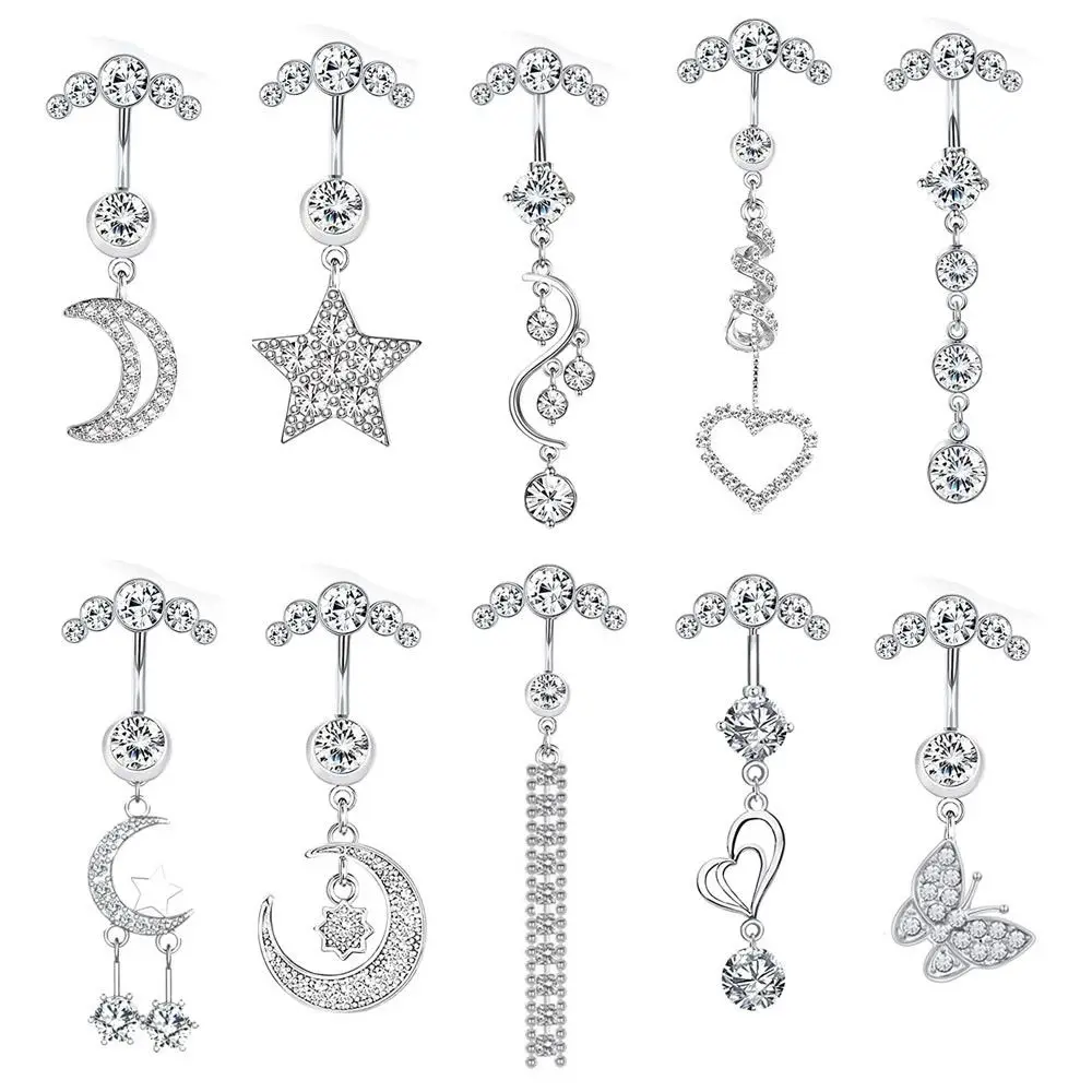 

1PC Crystal Fake Belly Button Ring Fake Belly Piercing Piercing Clip On Umbilical Navel Fake Pircing Faux Cartilage Earring Clip