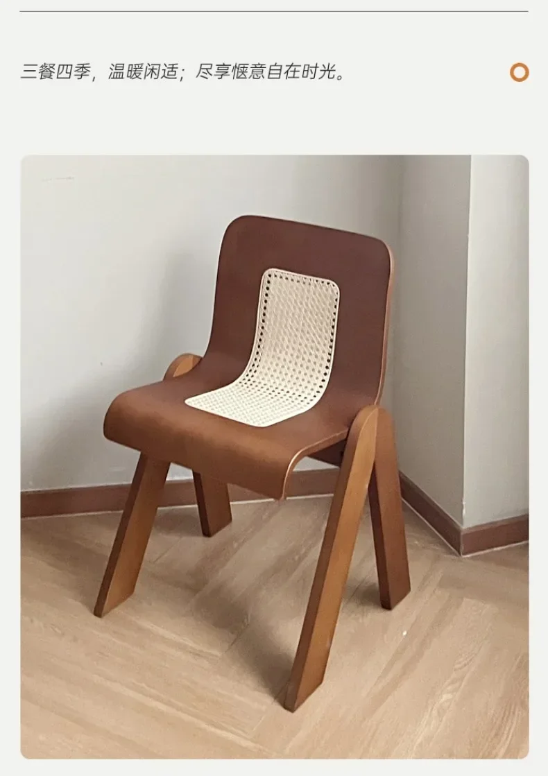 C-shaped Dining Table, Vintage Rattan Solid Wood Chair, Bedroom Backrest, Small-sized Household Makeup Chair C-shaped Dining Table, Vintage Rattan Solid Wood Chair, Bedroom Backrest, Small-sized Household Makeup Chair