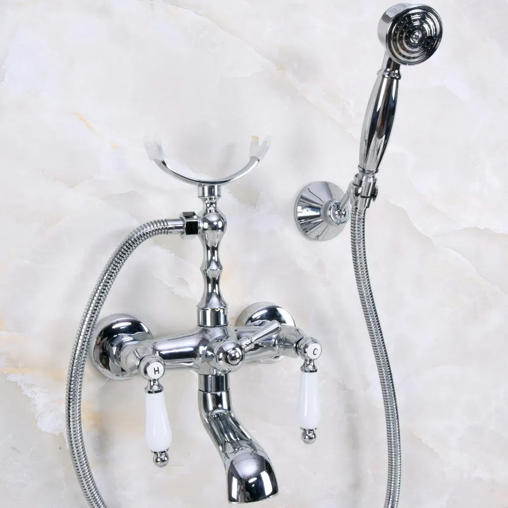 Silver Chrome Brass Wall Mounted Bathroom Bath Tub Faucet Set WITH/ 150CM Handheld Shower Spray Head Mixer Tap Dna237
Silver Chrome Brass Wall Mounted Bathroom Bath Tub Faucet Set WITH/ 150CM Handheld Shower Spray Head Mixer Tap Dna237