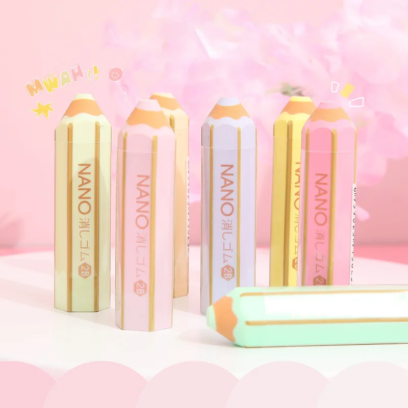 Kawaii Pencil Shape Rubber Eraser Korean Stationery Macaron Color Cute Pencil Erasers Kids Writing Tools School Office Supplies
Kawaii Pencil Shape Rubber Eraser Korean Stationery Macaron Color Cute Pencil Erasers Kids Writing Tools School Office Supplies
