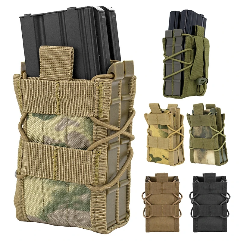 

Tactical Rifle Mag Pouch, Double 5.56mm AK AR M4 AR15 MOLLE Magazine Pouch,Open-Top Magazine Pouch Military Hunting Accessories