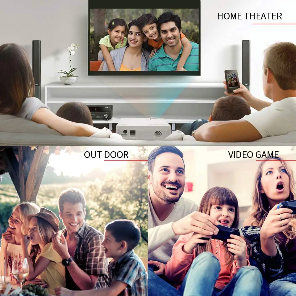 Mini Portable LED Projector 1920 x 1080 Pixels Full HD 1080P Multimedia Projector Video Movie Home Theater US Plug
Mini Portable LED Projector 1920 x 1080 Pixels Full HD 1080P Multimedia Projector Video Movie Home Theater US Plug