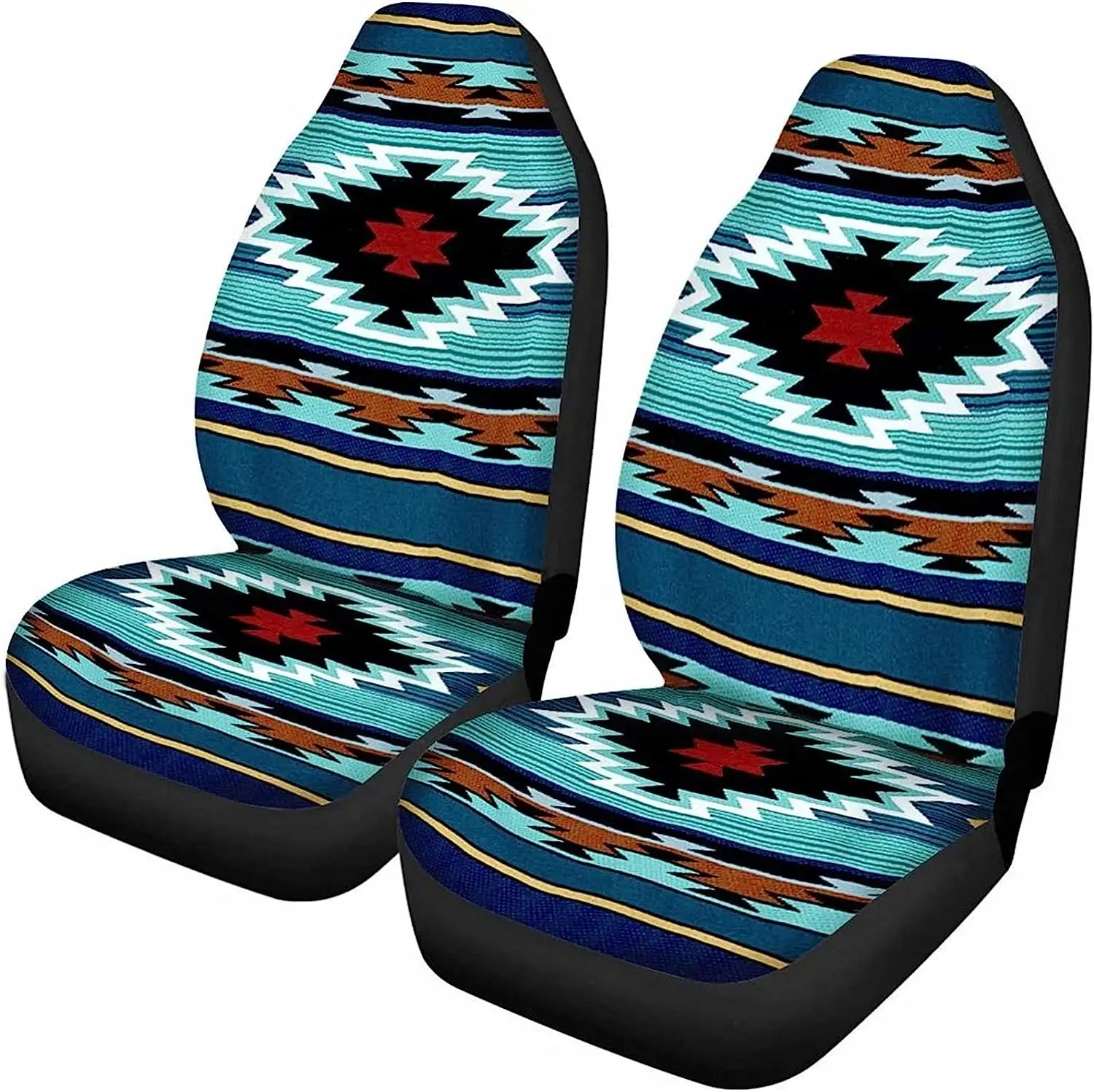 

2 Pcs Car Front Seats Covers Protector Cushion Southwestern Aztec Tribal Pattern Bucket Seat Cover Pads All Weather Bucket Seat