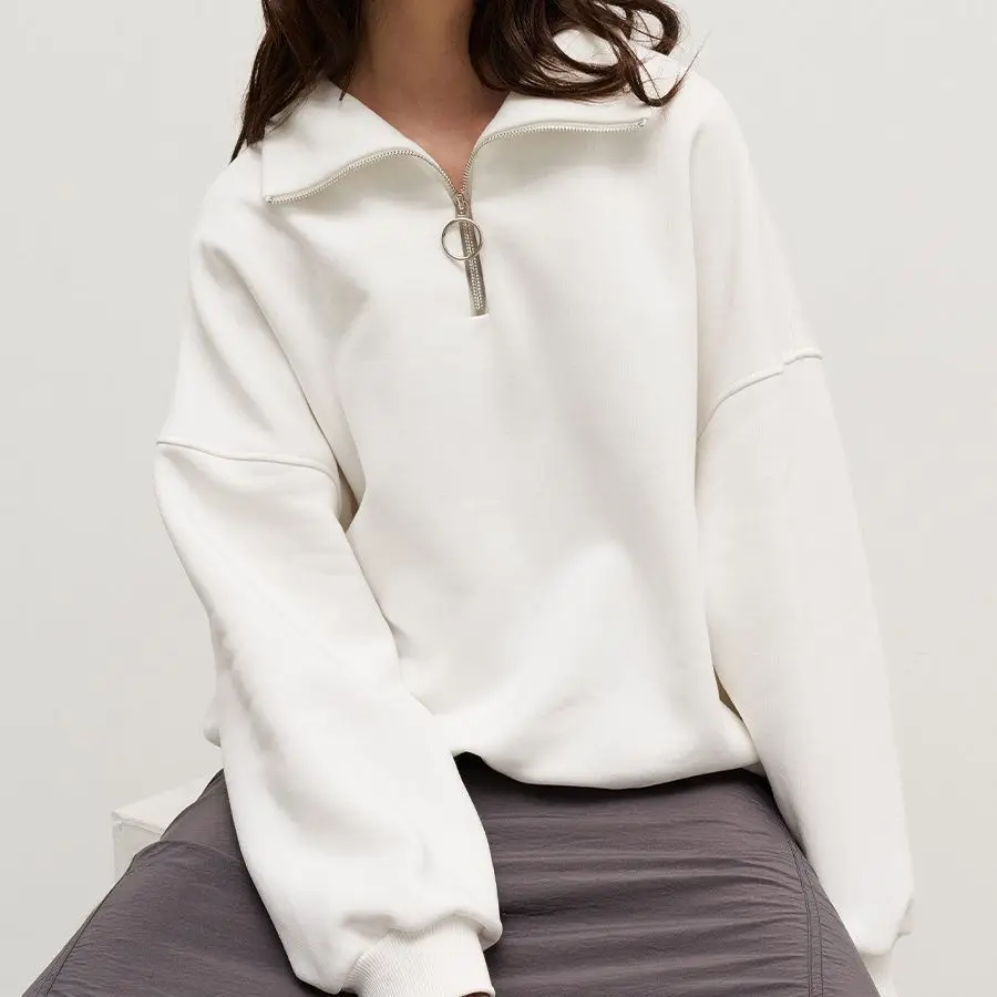 Women Sweatshirts 2024 Spring Fashion Zipper Design Long Sleeve Casual Stand Collar Plain Daily Pullover Sweatshirt
Women Sweatshirts 2024 Spring Fashion Zipper Design Long Sleeve Casual Stand Collar Plain Daily Pullover Sweatshirt