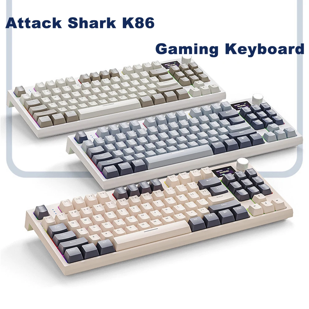 

Attack Shark K86 Gaming Wired/Wireless Keyboard Colorful Backlight Mechanical 87 Keys Portable Silence Hot Swap Design Keyboard