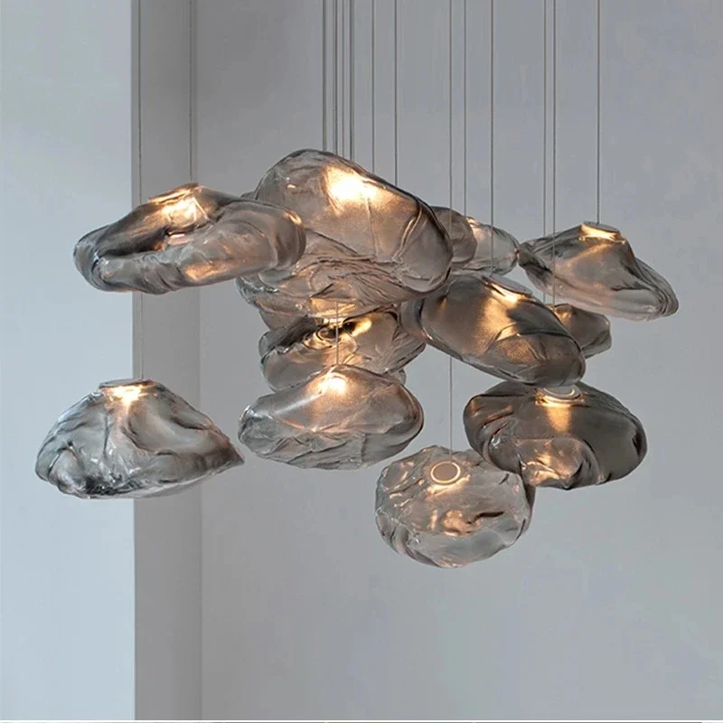 

Подвесной светильник в виде облака из дымчатого серого стекла, искусство, Подвесная лампа, стеклянная Подвесная лампа, люстра для ресторана