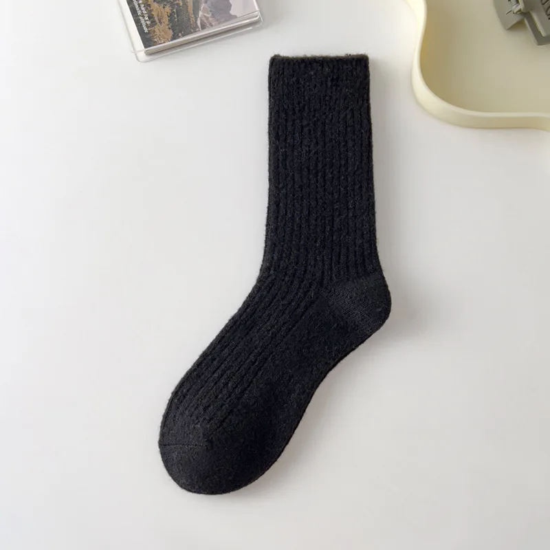 

Thicker Winter Warm Women Streetwear Cashmere Socks Long Sock Wool Sock Middle Tube Socks Solid Color Casual Drop Ship