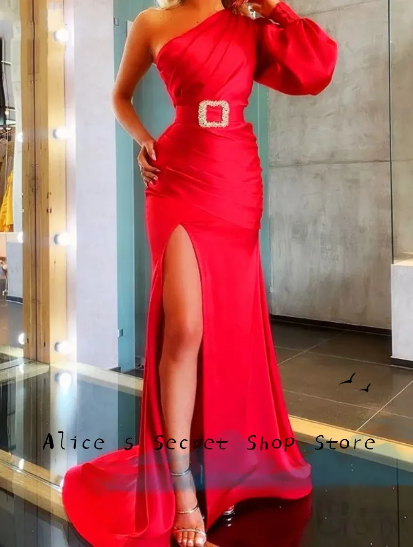 Sexy High Split Red A-Line Evening Dress for Women One Shoulder Floor Length Length Prom Dress Gown/Bespoke Dress
Sexy High Split Red A-Line Evening Dress for Women One Shoulder Floor Length Length Prom Dress Gown/Bespoke Dress