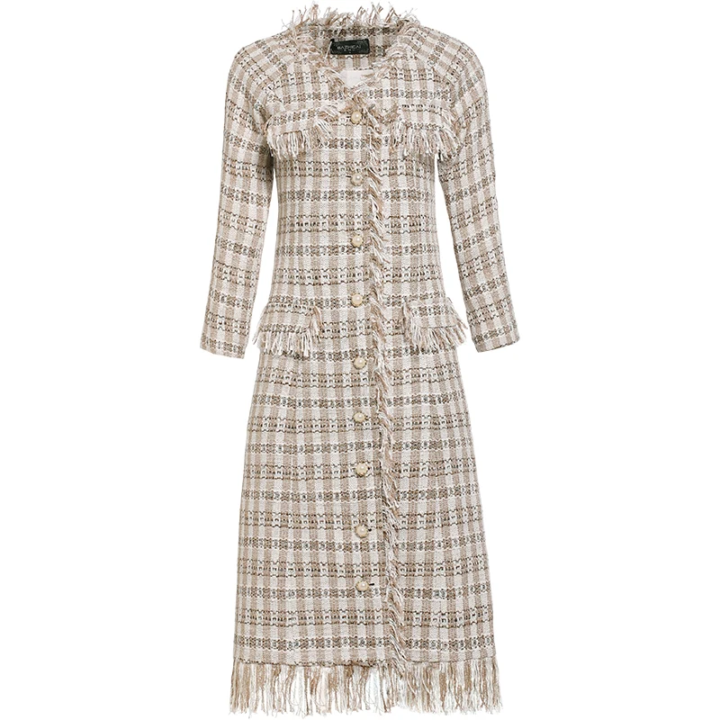 Spring Autumn Coat for Office Lady Slim Plaid Fall Long Tassel Jackets Korean Coats Women Trench Australian Outwear Beading
Spring Autumn Coat for Office Lady Slim Plaid Fall Long Tassel Jackets Korean Coats Women Trench Australian Outwear Beading