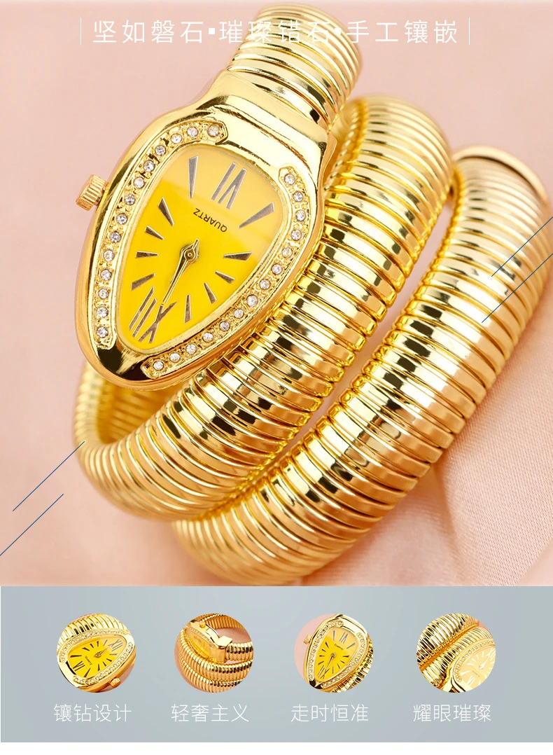 Luxury Women's Watches Snake Shape Bracelet Wrist Watch For Women Steel Unique Gold Quartz Ladies Watch Clock Relogio Feminino Luxury Women's Watches Snake Shape Bracelet Wrist Watch For Women Steel Unique Gold Quartz Ladies Watch Clock Relogio Feminino