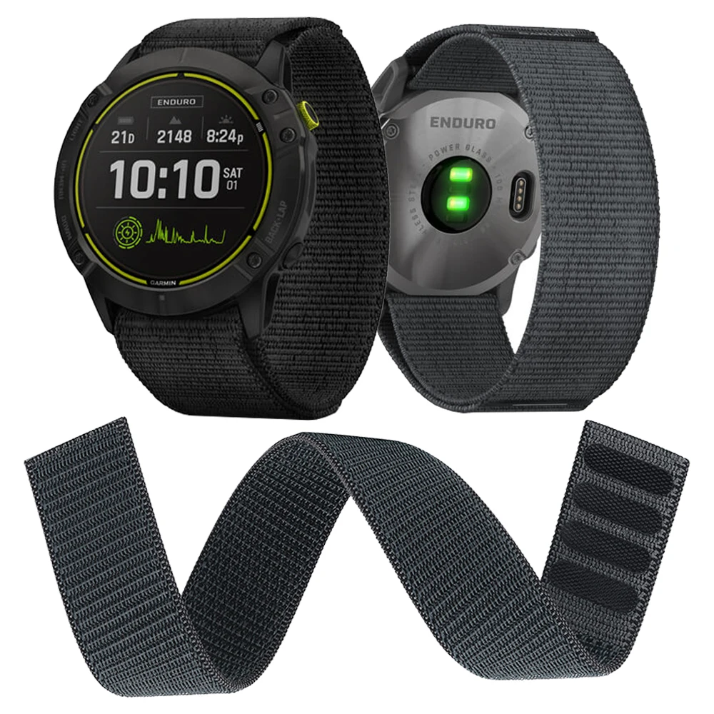 Ремешок нейлоновый на липучке для наручных часов Garmin Enduro 26 мм 22 ремешок Fenix 6 6X Pro 5X