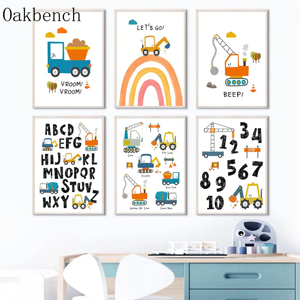 Rainbow Canvas Painting Alphabet Digital Table Art Prints Excavator Painting Poster Nursery Posters Kids Boys Bedroom Decoration
Rainbow Canvas Painting Alphabet Digital Table Art Prints Excavator Painting Poster Nursery Posters Kids Boys Bedroom Decoration