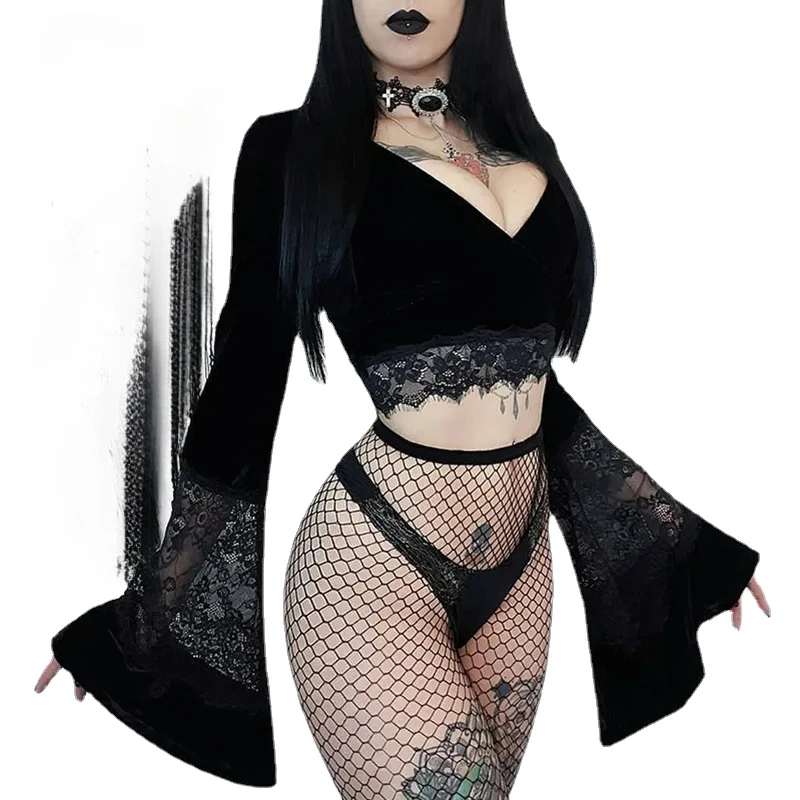 Long-sleeved base layers, summer sexy sheer crop tops, ins lace panels, flared sleeves, trim tops
Long-sleeved base layers, summer sexy sheer crop tops, ins lace panels, flared sleeves, trim tops