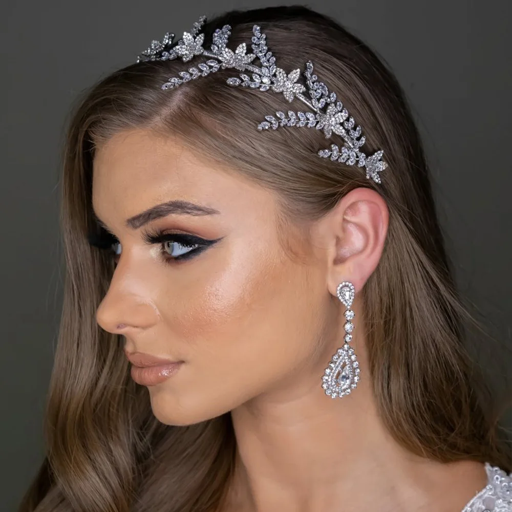 

Wedding Headband For Bridal Hair Jewelry Accessories Cubic Zirconia Bride Tiara Crown for Women Prom Birthday Party Headpieces