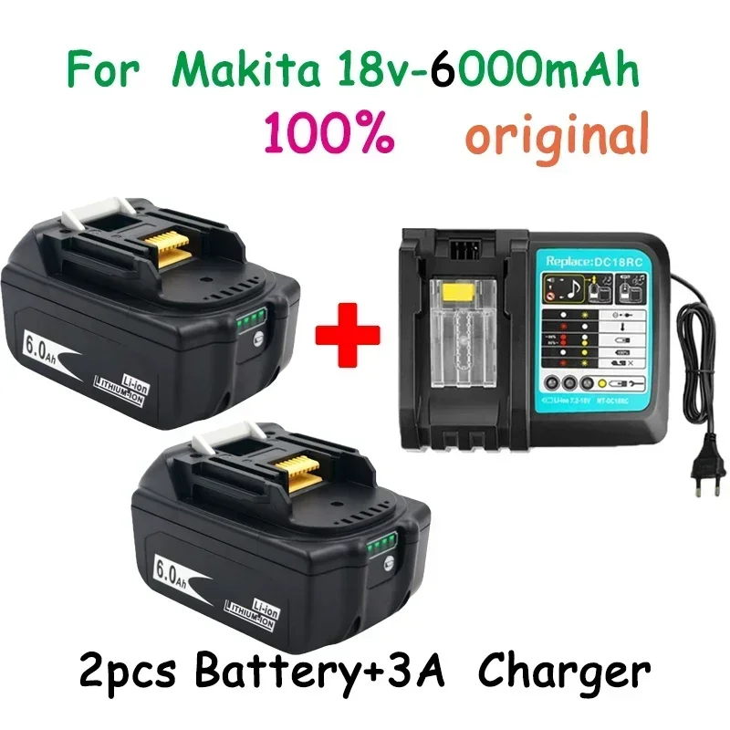 WIth Charger BL1860 Rechargeable Battery 18 V 6000mAh Lithium Ion for Makita 18v Battery 6ah BL1840 BL1850 BL1830 BL1860B LXT400
WIth Charger BL1860 Rechargeable Battery 18 V 6000mAh Lithium Ion for Makita 18v Battery 6ah BL1840 BL1850 BL1830 BL1860B LXT400
