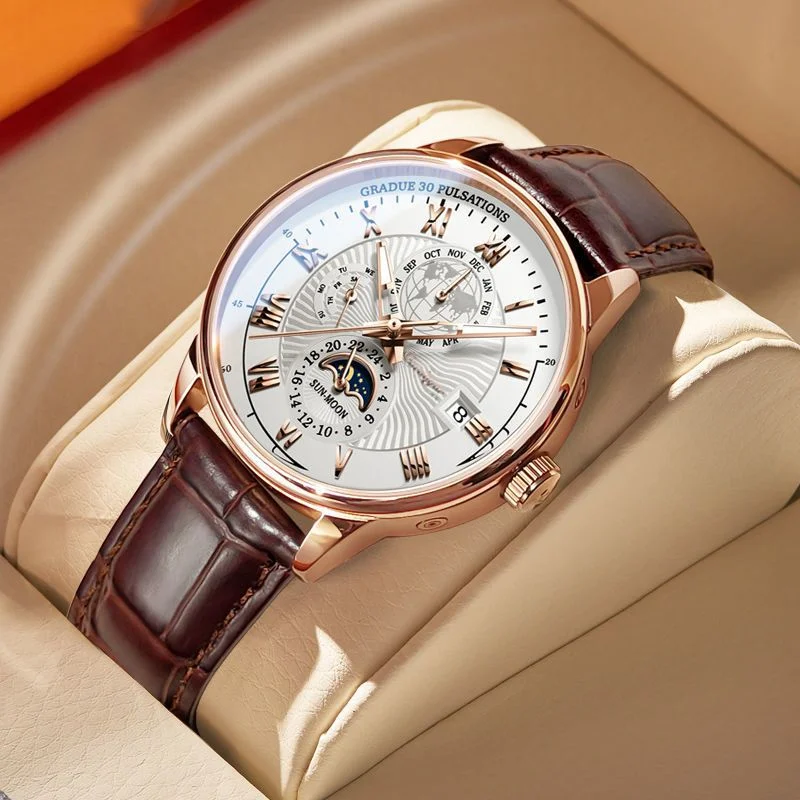 

ACHENGY Brand Mens Watches Luxury Top Business Waterproof Luminous Quartz Wristwatch Sport Leather Strap Date Clock Reloj Hombr