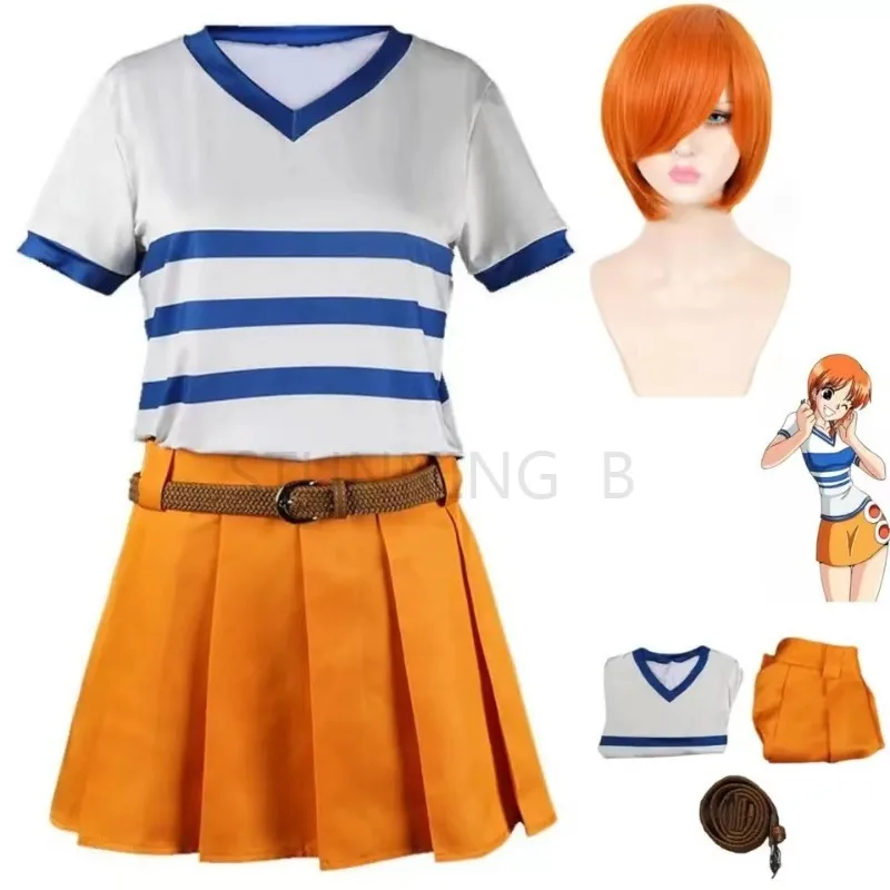 Anime Nami Cosplay Costume Two Years Ago Wig Daily Long Sleeved T-shirt Skirt Full Set Woman Sexy Kawaii Halloween Carnival Suit
Anime Nami Cosplay Costume Two Years Ago Wig Daily Long Sleeved T-shirt Skirt Full Set Woman Sexy Kawaii Halloween Carnival Suit