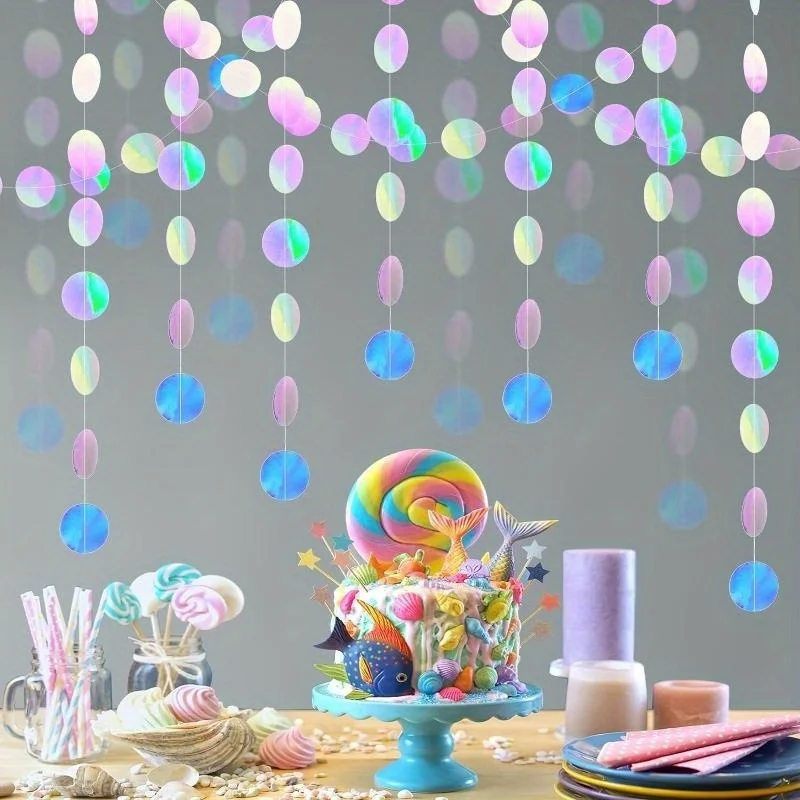 Bubble Iridescent Garland Banner Circle Dots Hanging for Backdrop Mermaid Ocean Sea Themed Baby Shower Party Decoration
Bubble Iridescent Garland Banner Circle Dots Hanging for Backdrop Mermaid Ocean Sea Themed Baby Shower Party Decoration