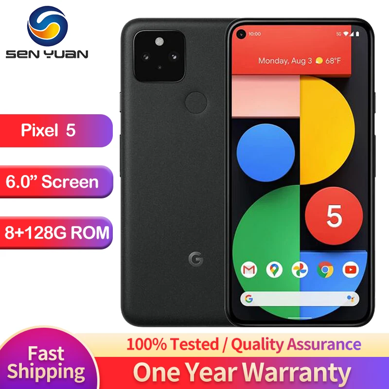 

Google Pixel 5 5G Original Unlocked Mobile phone 6.0" Snapdragon 765G Octa Core 8GB RAM 128GB ROM NFC 12.2MP&16MP Refurbished