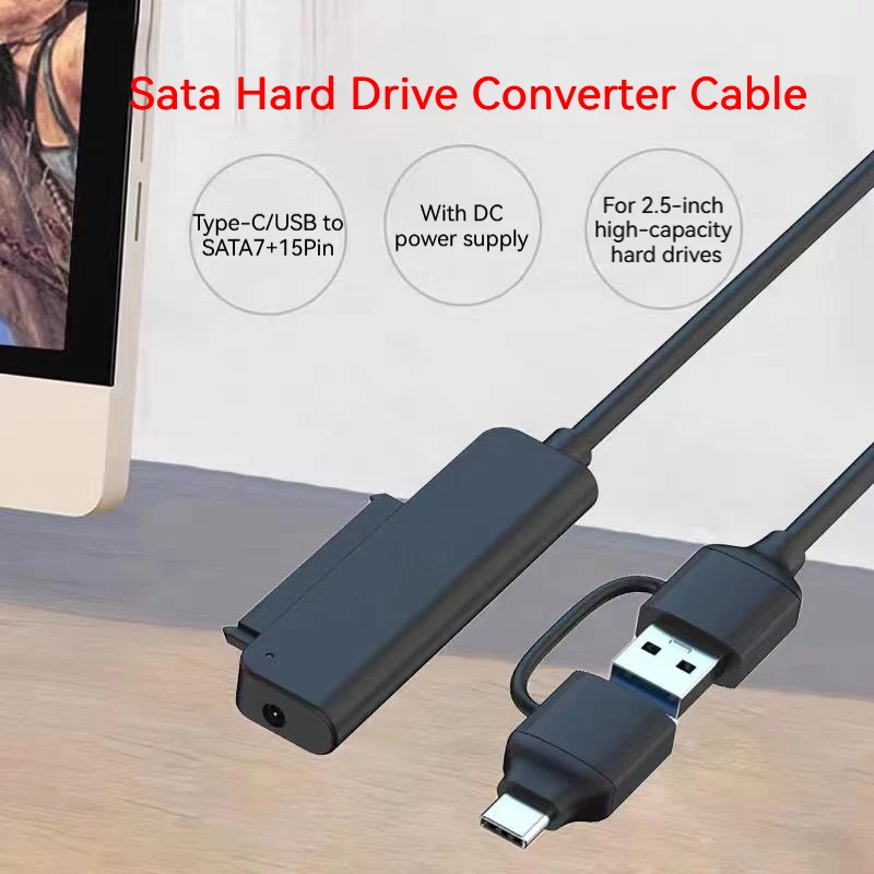 USB 3.0/Type-C to SATA Hard Drive Adapter Cable for 2.5" SSD & HDD with UASP Portable & Compact External Converter for Computer
USB 3.0/Type-C to SATA Hard Drive Adapter Cable for 2.5" SSD & HDD with UASP Portable & Compact External Converter for Computer