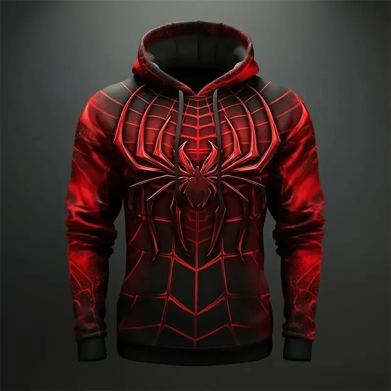 

Vintage Men's Sweatshirt 3D Spider Graphic Prints Casual Hoodie Spring Oversized Clothing Harajuku Oversized Hooded Pullover