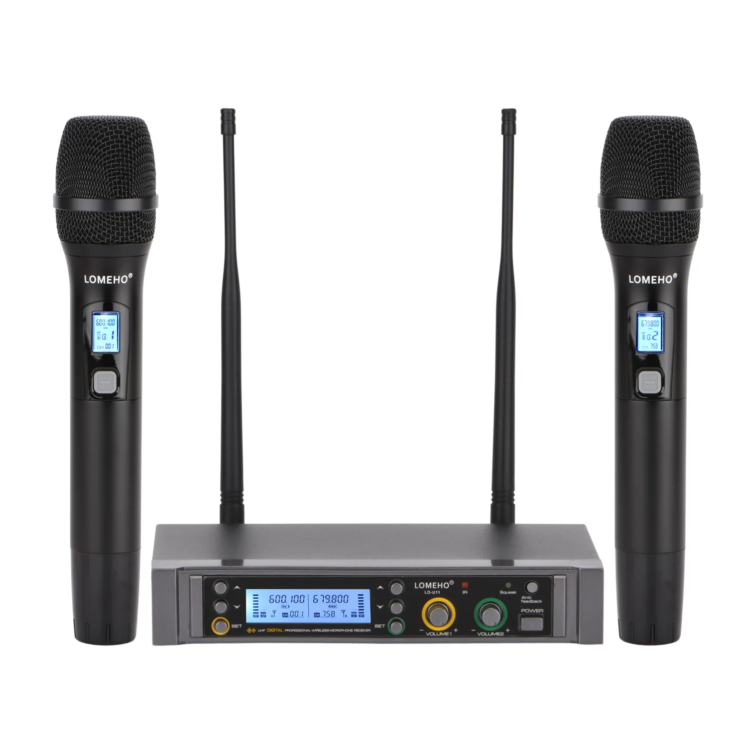 Lomeho 2 Way Mic 2X380 Multi Frequency 5V Anti-feedback Mute DJ Party Karaoke Church Metal Handheld Wireless Microphone LO-U11
Lomeho 2 Way Mic 2X380 Multi Frequency 5V Anti-feedback Mute DJ Party Karaoke Church Metal Handheld Wireless Microphone LO-U11