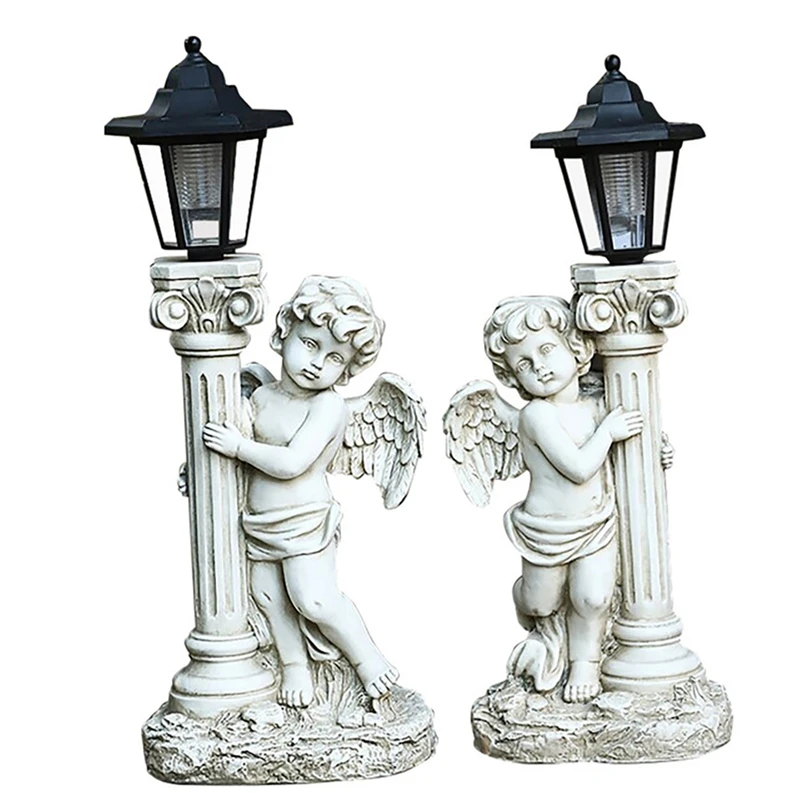 

Римская Статуя Ангела в виде столба, ретро лампы для двора, внутреннего дворика, полимерные скульптуры, украшения, Солнечная лампа, внешний декор, светильник