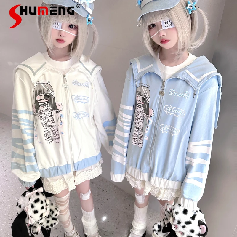 

Y2K Punk Water Color Mine Zipper Thin Coat Female 2024 Spring New Japanese Original Two-Dimensional Sub-Culture Sweatshirt Coats