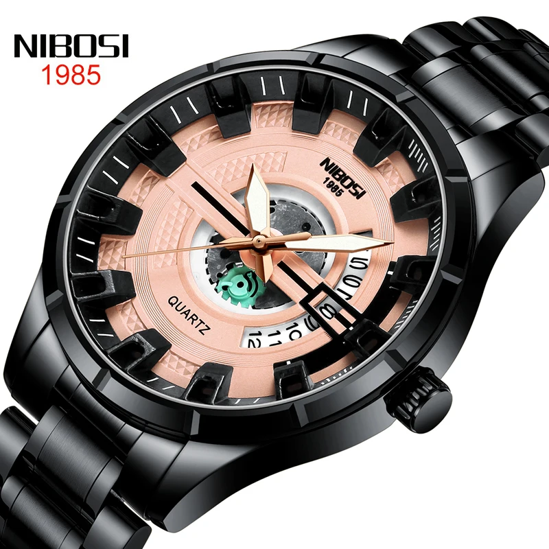 

NIBOSI Brand Luxury Quartz Watch Men Stainless Steel Waterproof Luminous Hands Date Fashion Watches Mens Relogio Masculino