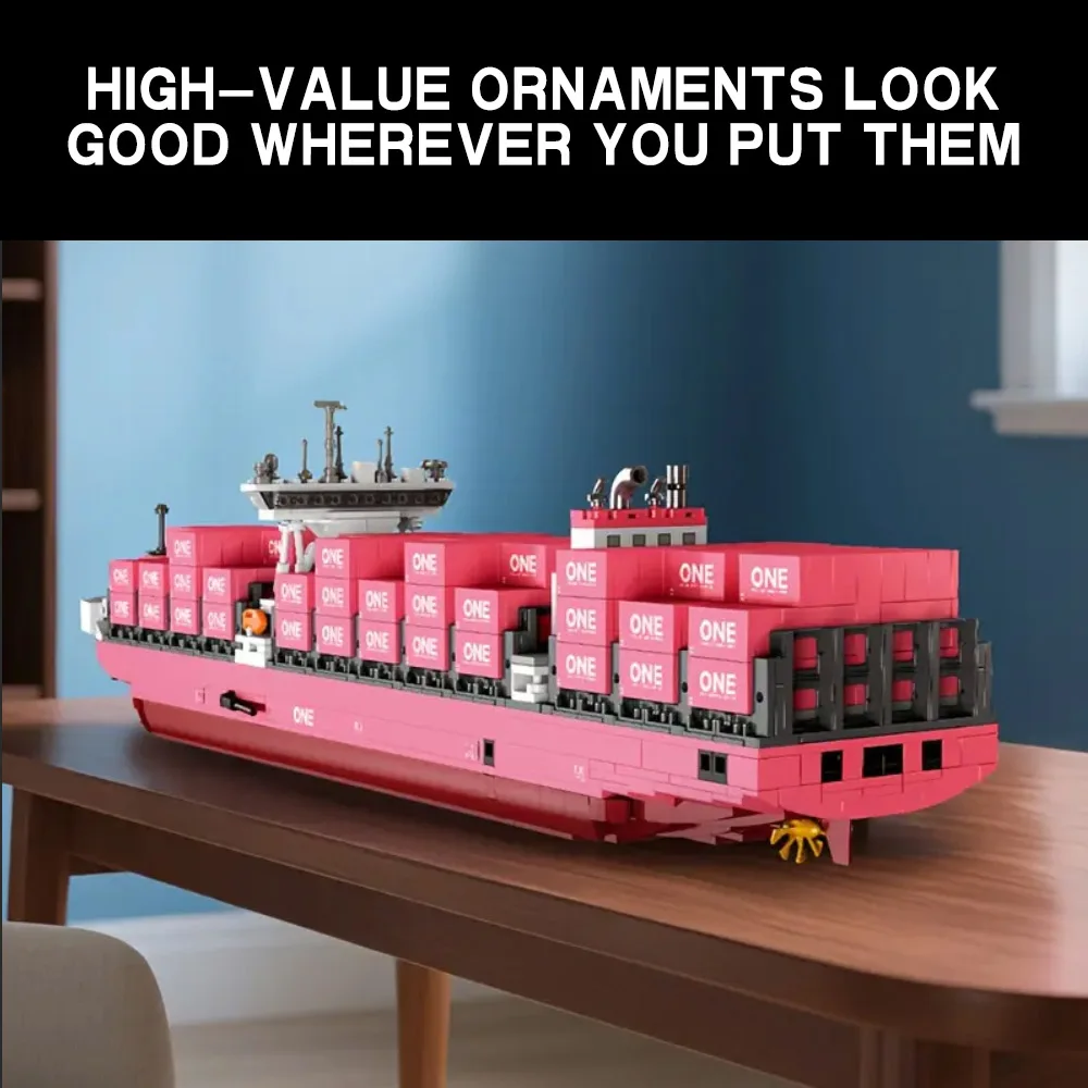 Creative City Pink Cargo Freighter Container Ship MOC Building blocks Toys Gifts collection Large Cargo Ship Set 1446pcs Creative City Pink Cargo Freighter Container Ship MOC Building blocks Toys Gifts collection Large Cargo Ship Set 1446pcs