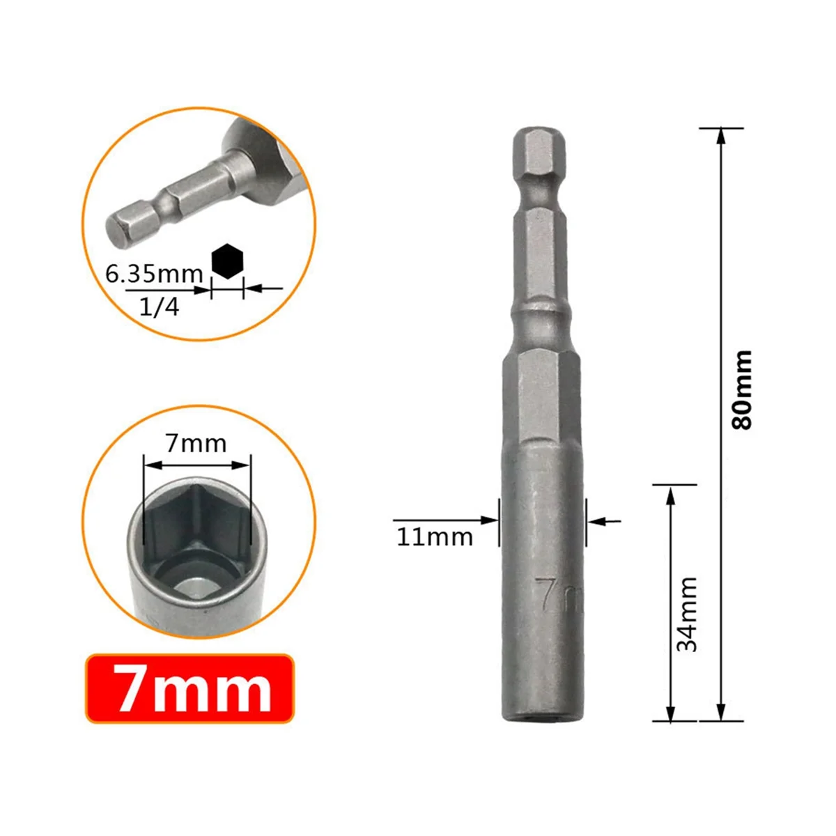 

Deep Hex Socket Nut Driver Drill Hex Impact Socket Adapter 80mm Length Screwdrivers Bits 6-19mm Quick Adapter