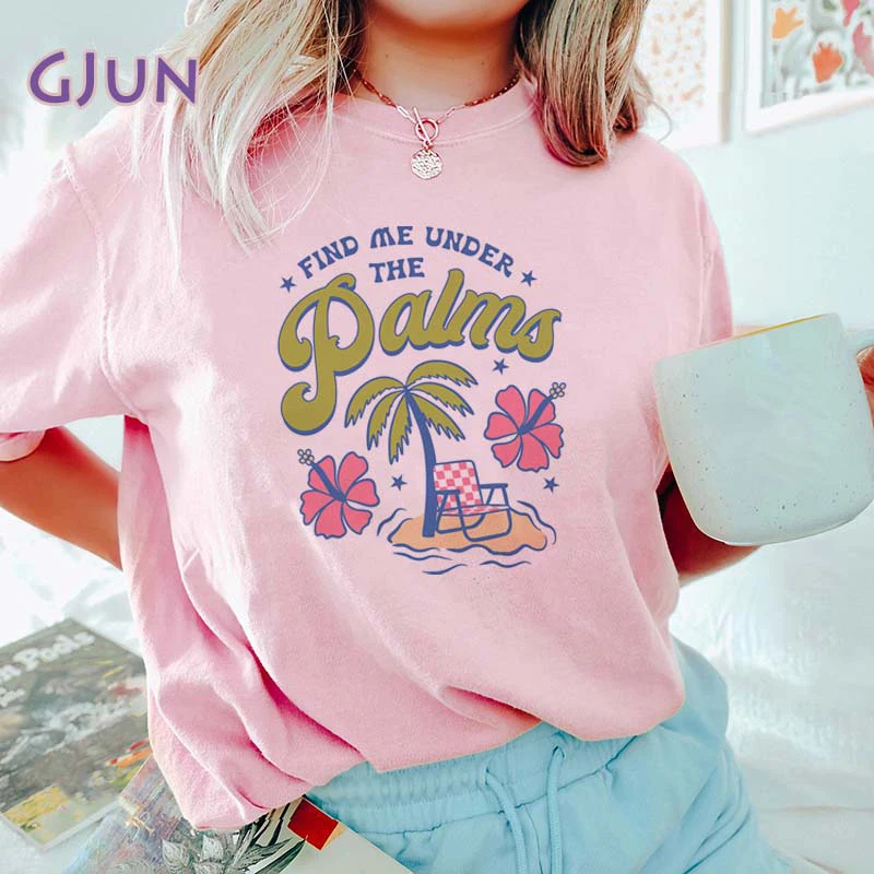 Women's Cotton T-shirt Fashion Under The Palms Graphic T Shirts Summer Short Sleeve Female Tee Tops Woman Tshirt Clothing
Women's Cotton T-shirt Fashion Under The Palms Graphic T Shirts Summer Short Sleeve Female Tee Tops Woman Tshirt Clothing