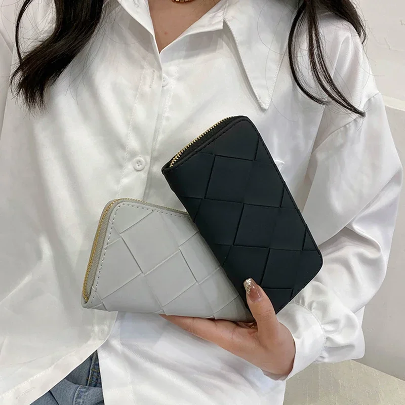 

Wallet Pocket Lattice Women Wallets New Designer Pu Long Brand Coin Purses Money Fashion Leather Zipper Women's Bags Clutch