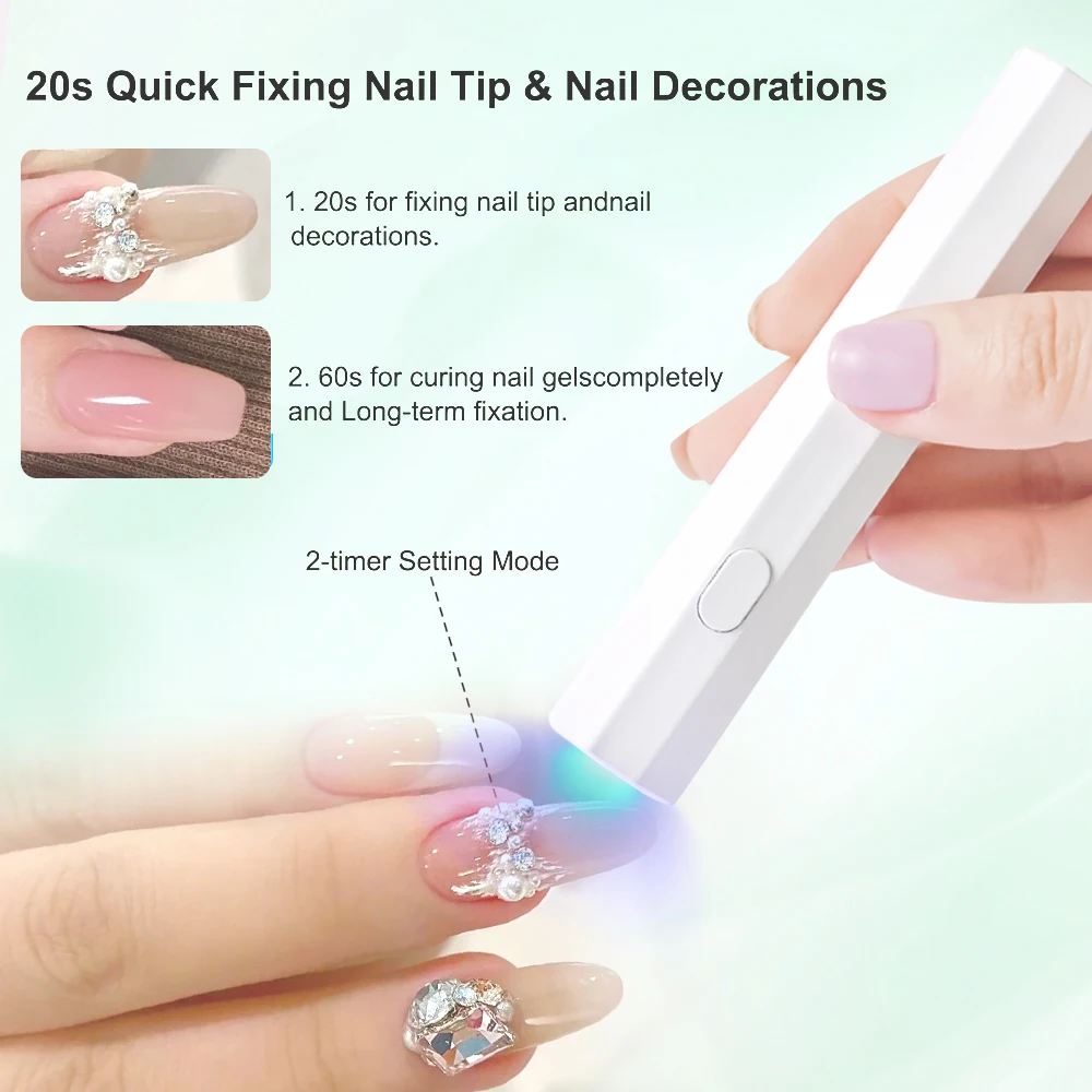 Portable UV Light Salon Quick Dry USB Nail Dryer Machine Home Phototherapy Tools UV LED Nail Lamp Curing Gel Mini Flashlight Pen
Portable UV Light Salon Quick Dry USB Nail Dryer Machine Home Phototherapy Tools UV LED Nail Lamp Curing Gel Mini Flashlight Pen