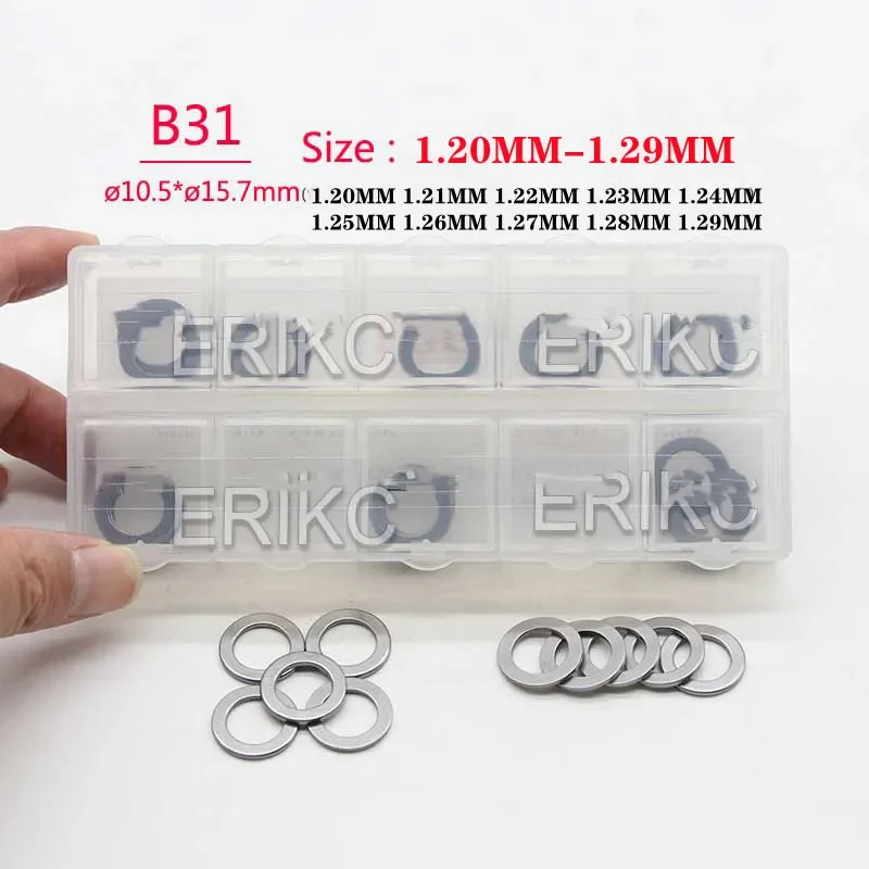 

ERIKC B31 SIZE 1.20 MM-1.29MM Fuel Injector Adjustment Shim 1.20MM 1.21MM 1.22MM 1.23MM 1.24MM 1.25MM 1.26MM 1.27MM 30 PCS /Box