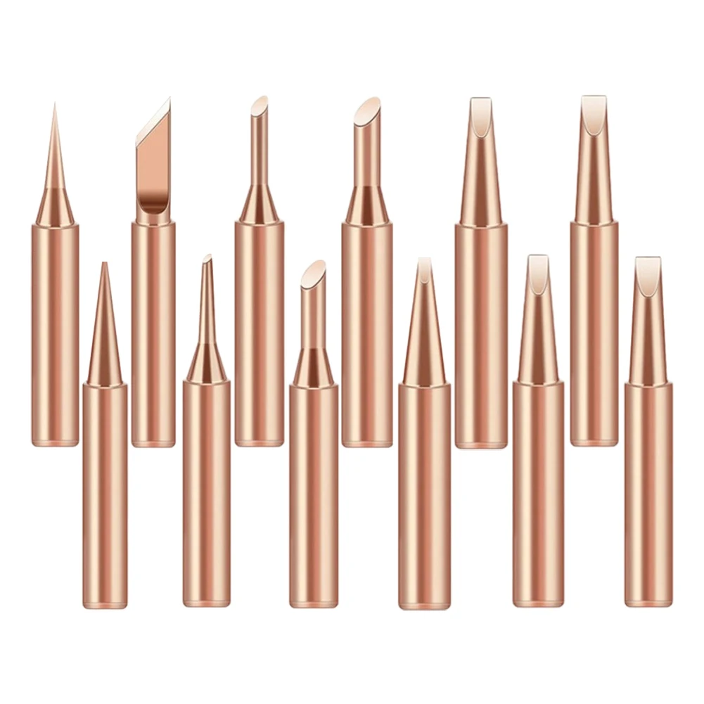 

12Pcs/set 900M-T Pure Copper Soldering Iron Tips Welding Tool For 936 Rework Station Soldering Tools Branding Iron
