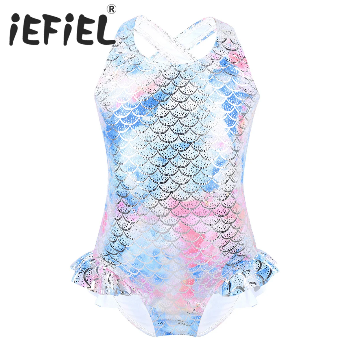 

Girl One Piece Swimsuit Swimwear Kids Sparkly Fish Scales Mermaid Costumes Beachwear Bathing Suit Surfing Rash Guard Bodysuit