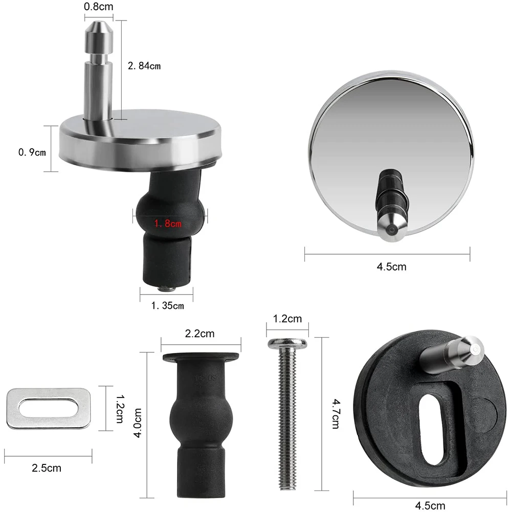 2x Toilet Seat Hinges Stable Stainless Steel + Plastic Strong Top Close Release Quick Replacement Black & Silver
2x Toilet Seat Hinges Stable Stainless Steel + Plastic Strong Top Close Release Quick Replacement Black & Silver