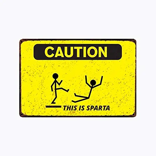 

metal tin sign Caution This is Sparta Funny Suitable for Garage Bedroom Wall Decoration Retro Vintage 7.87 X 11.8 inches