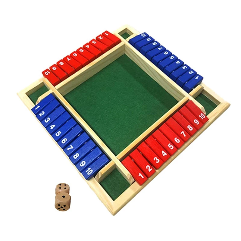 Семейная Игра Shut The Box, 4-сторонние большие деревянные кости с цифрами, настольная игра, цифровые шлепанцы, игра для обучения, Детские и взрослые