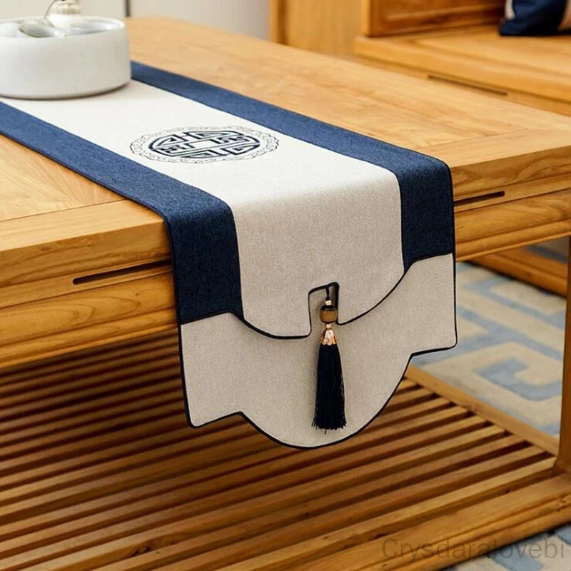 

Chinese Simple Table Runner Tea Tablecloth TV Cabinet Covering Cloth Shoe Cabinet Bed Table Runners Modern Table Runners Tassel