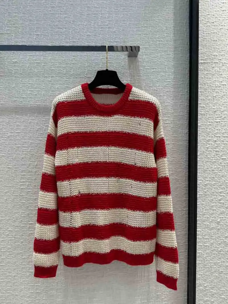 2024 New Fashion Loose Casual Lazy Style Worn Out Hole Mohair Striped Sweater Women's Mid length
2024 New Fashion Loose Casual Lazy Style Worn Out Hole Mohair Striped Sweater Women's Mid length