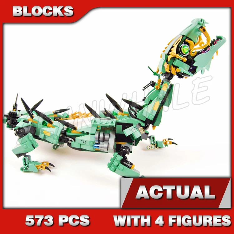 

573 шт., набор строительных блоков Shinobi, зеленый механический дракон, полностью раздвижной корпус, хвост Swooshing, гармадон 10718, совместимы с моделями