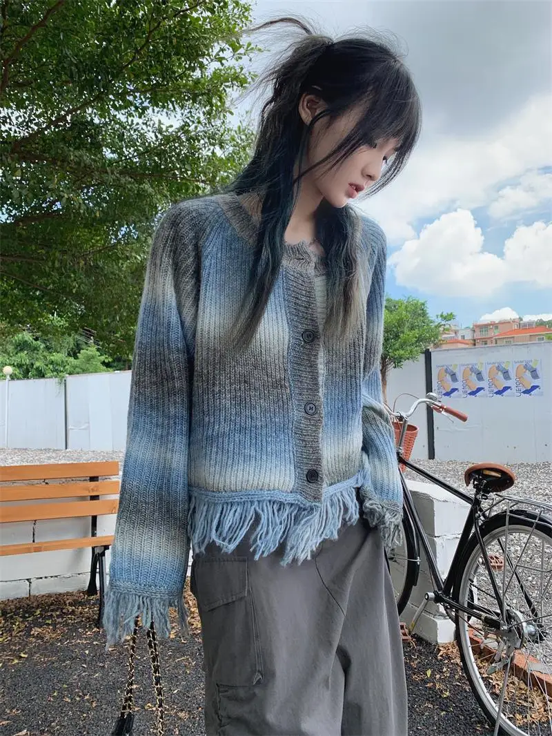 Gothic Sweater Cardigan Women Harajuku Vintage Tie Dye Zip Tassel Crop Jacket Spring Autumn Loose Knitwear Top Coat 2023
Gothic Sweater Cardigan Women Harajuku Vintage Tie Dye Zip Tassel Crop Jacket Spring Autumn Loose Knitwear Top Coat 2023