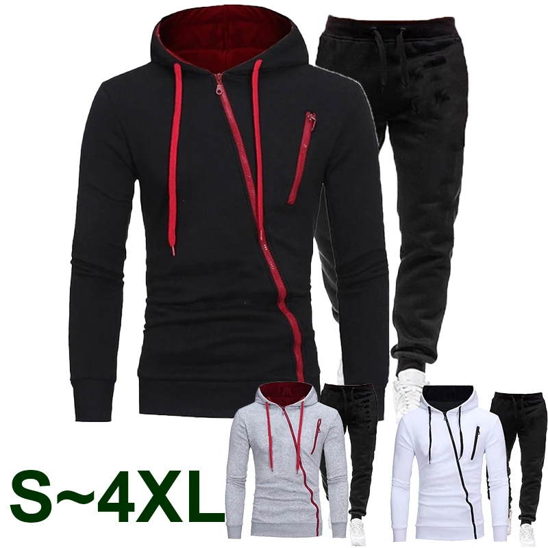 Autumn/Winter Fashion Hoodie Sweatwear Set Men's Oblique Zipper Hoodie Coat and Sweatpants Jogging Set
Autumn/Winter Fashion Hoodie Sweatwear Set Men's Oblique Zipper Hoodie Coat and Sweatpants Jogging Set