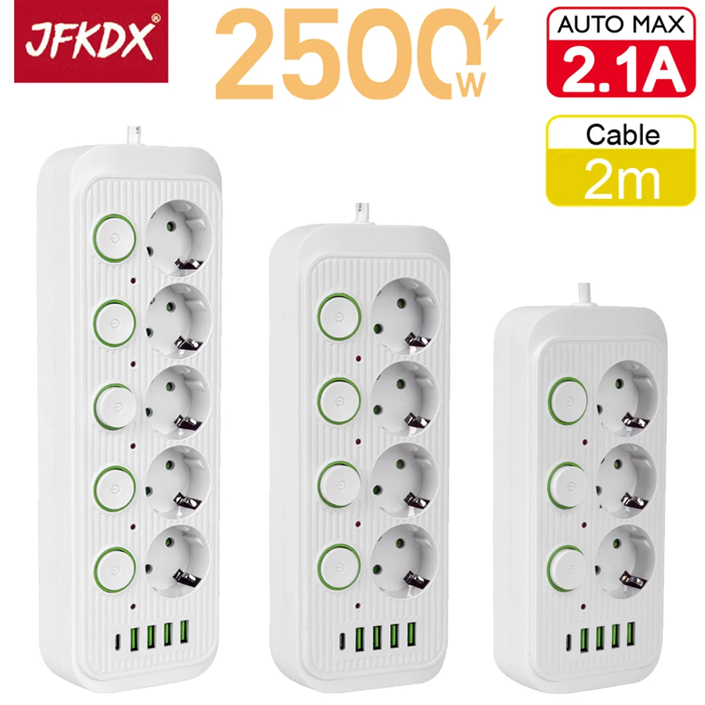 EU Plug Multitap Power Strip AC Outlets Electrical Socket Extension Cable Separate Switch Network Filter With USB C Fast Charger
EU Plug Multitap Power Strip AC Outlets Electrical Socket Extension Cable Separate Switch Network Filter With USB C Fast Charger