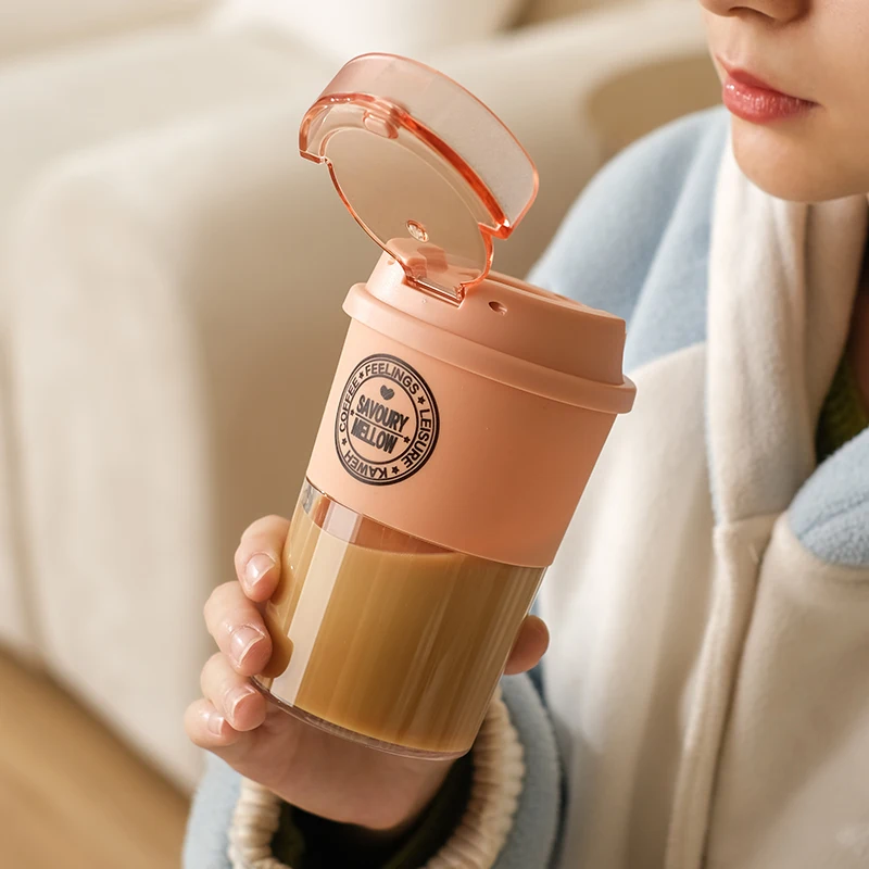 

Food Grade PP Portable Coffee Bottle Outdoor Travel Seal Water Cup With Lid Direct Drinking Milk Mug Home Drinkware