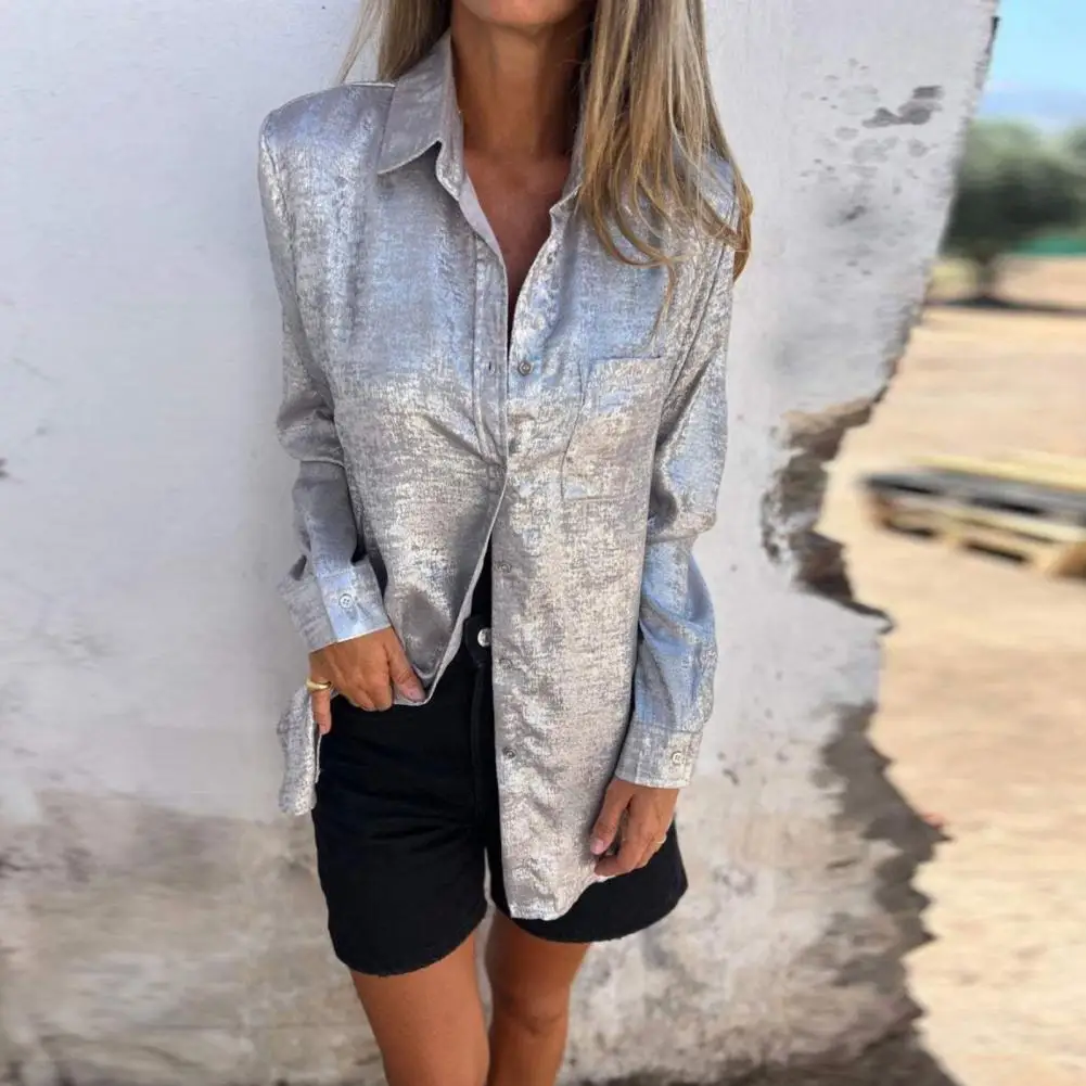 

Lightweight Women Shirt Stylish Women's Casual Shirt with Lapel Collar Long Sleeves Featuring A Single Breasted for Streetwear